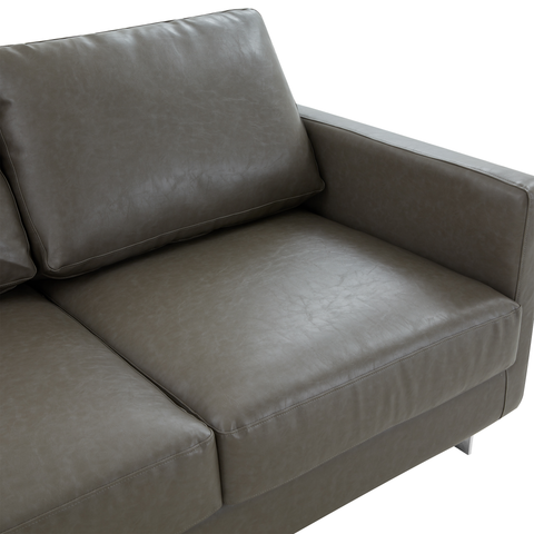 Lincoln 3-Seater Sofa Upholstered in Leather with Chrome Stainless Steel Frame