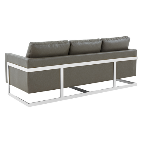 Lincoln 3-Seater Sofa Upholstered in Leather with Chrome Stainless Steel Frame