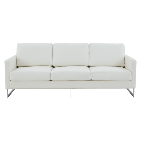 Lincoln 3-Seater Sofa Upholstered in Leather with Chrome Stainless Steel Frame