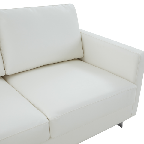 Lincoln 3-Seater Sofa Upholstered in Leather with Chrome Stainless Steel Frame