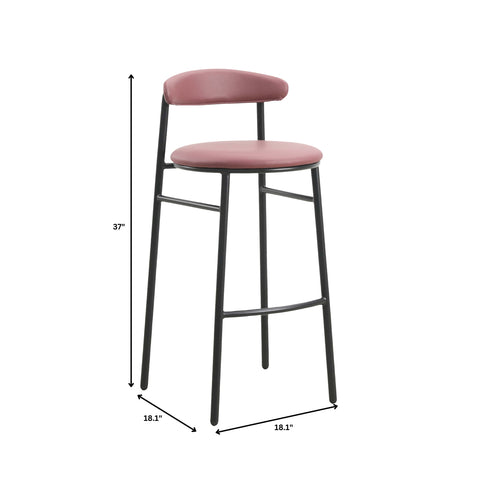 Lume Series Modern Bar Stool Upholstered in Leather Set 2