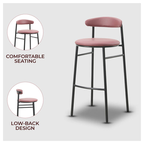 Lume Series Modern Bar Stool Upholstered in Leather Set 2