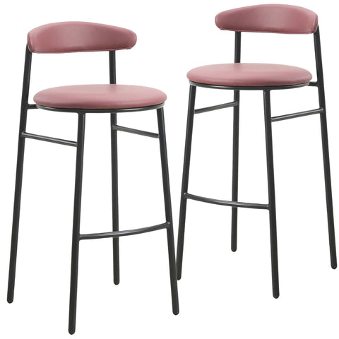 Lume Series Modern Bar Stool Upholstered in Leather Set 2