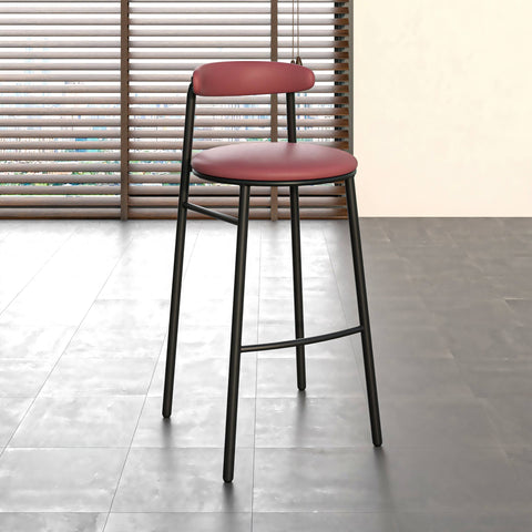 Lume Series Modern Bar Stool Upholstered in Leather Set 2