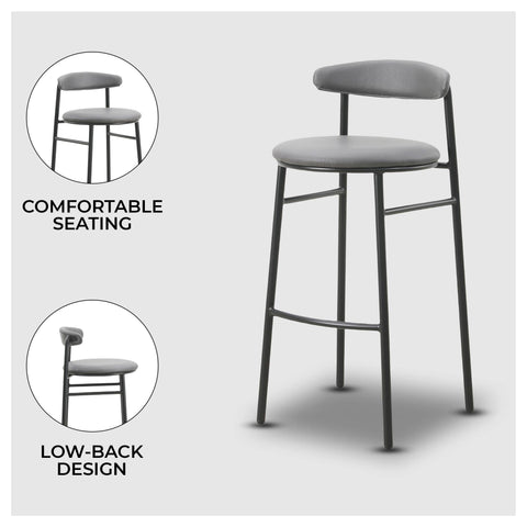 Lume Series Modern Bar Stool Upholstered in Leather Set 2