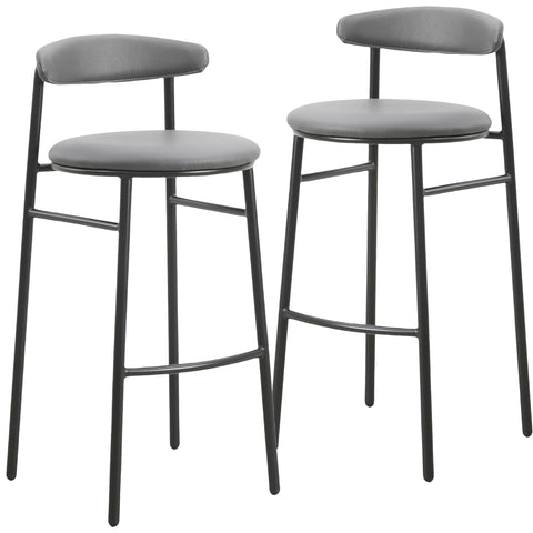 Lume Series Modern Bar Stool Upholstered in Leather Set 2