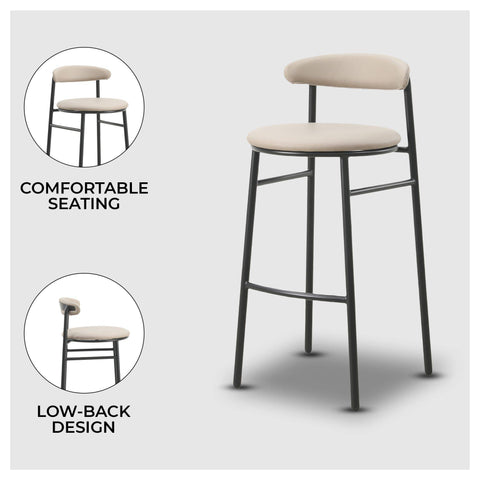 Lume Series Modern Bar Stool Upholstered in Leather Set 2