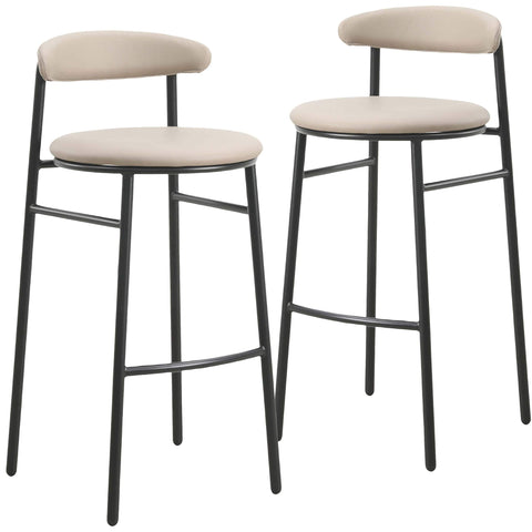 Lume Series Modern Bar Stool Upholstered in Leather Set 2