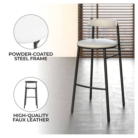 Lume Series Modern Bar Stool Upholstered in Leather Set 2