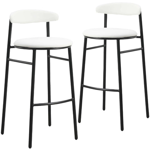 Lume Series Modern Bar Stool Upholstered in Leather Set 2