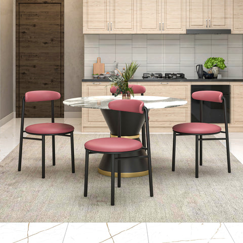 Lume Modern Dining Chair Upholstered in Polyester with Metal Legs Set of 4