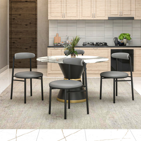 Lume Modern Dining Chair Upholstered in Polyester with Metal Legs