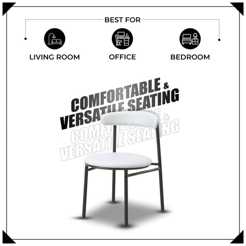 Lume Modern Dining Chair Upholstered in Polyester with Metal Legs