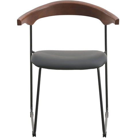 Lyra Leather Dining Chair with a Beech Wood Curved Back and Iron Legs