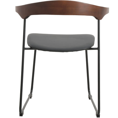 Lyra Leather Dining Chair with a Beech Wood Curved Back and Iron Legs