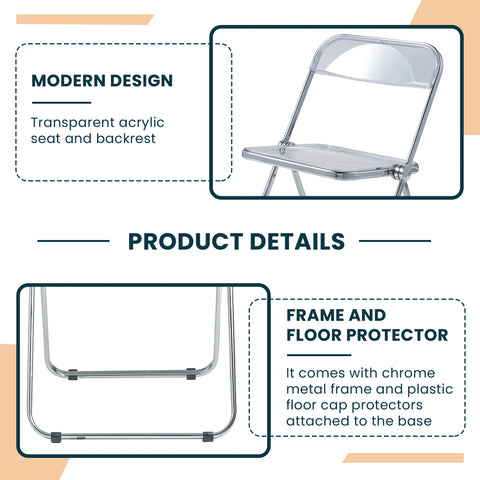 Lawrence Acrylic Folding Chair With Metal Frame