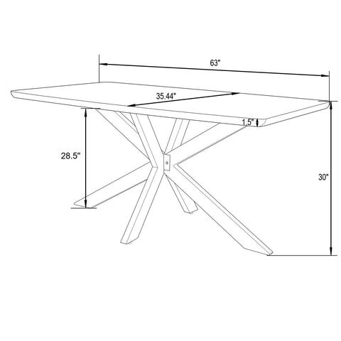 Lawrence 7-Piece Dining Set with Folding Acrylic Dining Chairs and Rectangular Wood Dining Table with Geometric Base for Kitchen and Dining Room