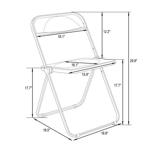 Lawrence 7-Piece Dining Set: Folding Acrylic Chairs & Rectangular Wood Table with Geometric Base