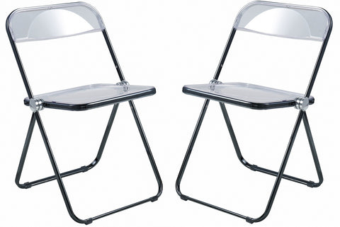 Lawrence Acrylic Folding Chair With Black Metal Frame