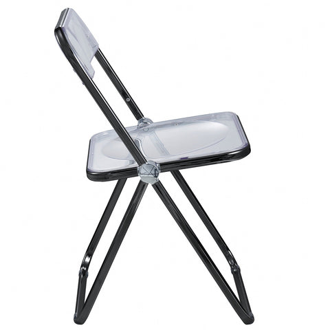 Lawrence Acrylic Folding Chair With Black Metal Frame