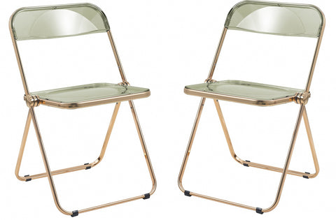 Lawrence Acrylic Folding Chair With Gold Metal Frame