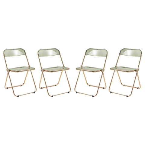 Lawrence Acrylic Folding Chair With Gold Metal Frame