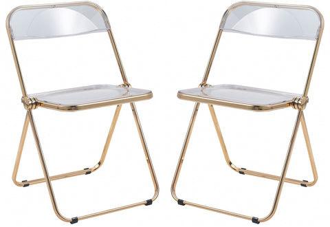 Lawrence Acrylic Folding Chair With Gold Metal Frame