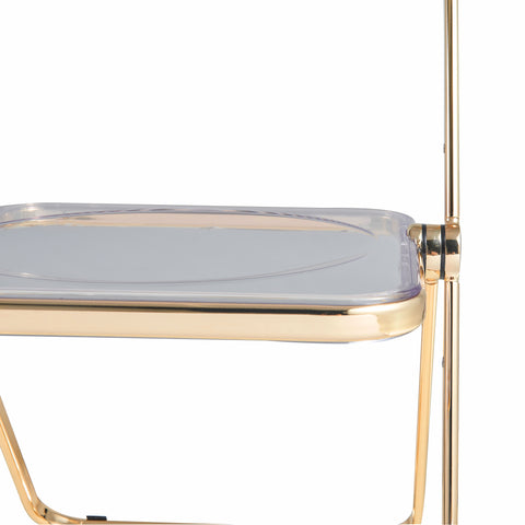 Lawrence Acrylic Folding Chair With Gold Metal Frame Set of 4