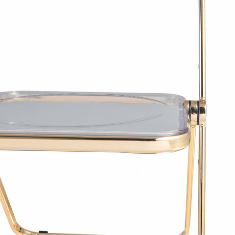 Lawrence Acrylic Folding Chair With Gold Metal Frame