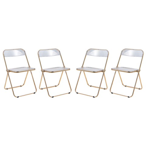 Lawrence Acrylic Folding Chair With Gold Metal Frame Set of 4