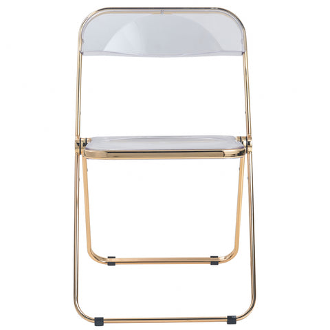 Lawrence Acrylic Folding Chair With Gold Metal Frame