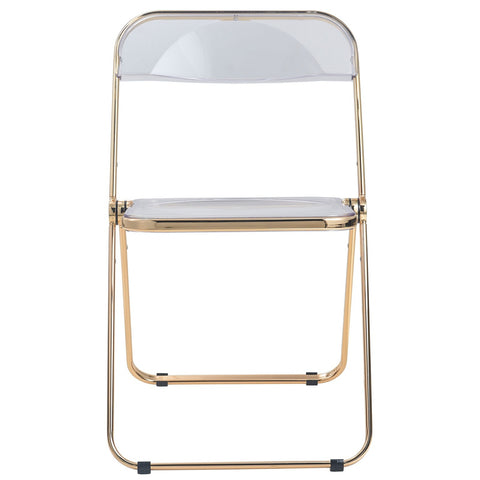 Lawrence Acrylic Folding Chair With Gold Metal Frame Set of 4