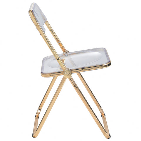 Lawrence Acrylic Folding Chair With Gold Metal Frame