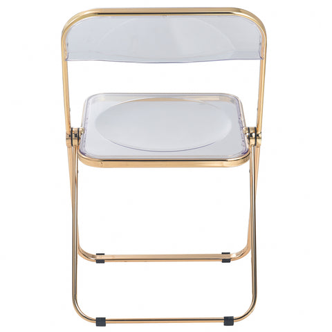 Lawrence Acrylic Folding Chair With Gold Metal Frame Set of 4