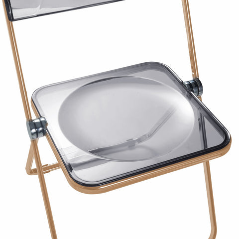 Lawrence Acrylic Folding Chair With Gold Metal Frame