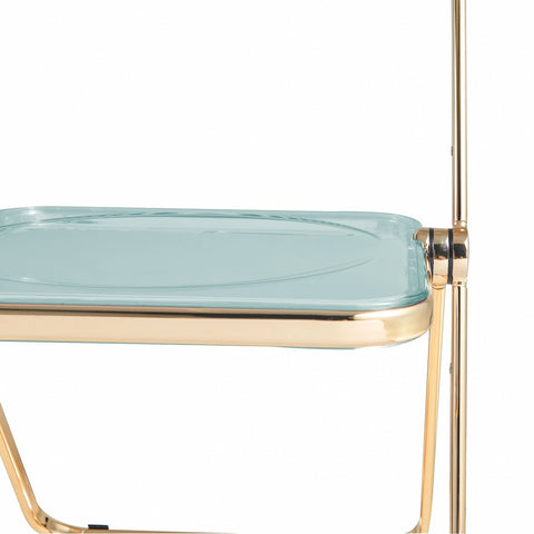 Lawrence Acrylic Folding Chair With Gold Metal Frame