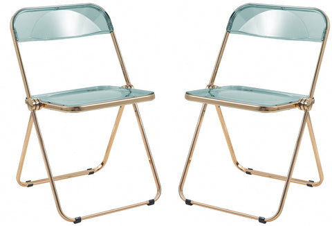 Lawrence Acrylic Folding Chair With Gold Metal Frame