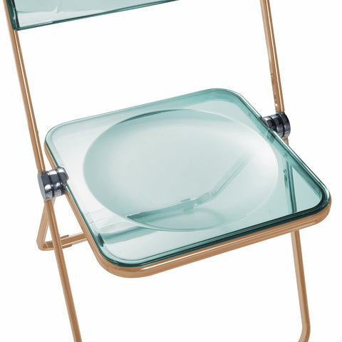 Lawrence Acrylic Folding Chair With Gold Metal Frame