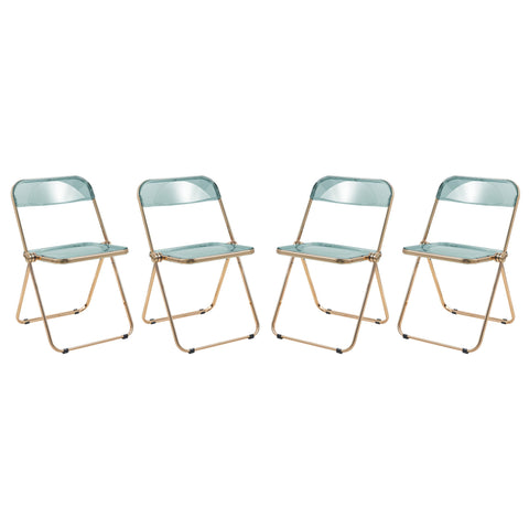 Lawrence Acrylic Folding Chair With Gold Metal Frame