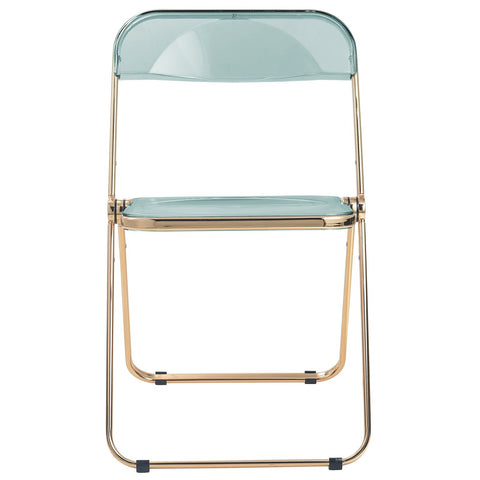 Lawrence Acrylic Folding Chair With Gold Metal Frame