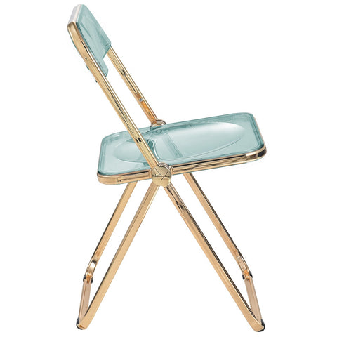 Lawrence Acrylic Folding Chair With Gold Metal Frame Set of 4