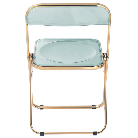 Lawrence Acrylic Folding Chair With Gold Metal Frame Set of 4