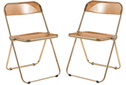 Lawrence Acrylic Folding Chair With Gold Metal Frame