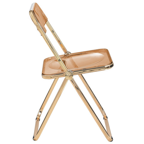 Lawrence Acrylic Folding Chair With Gold Metal Frame