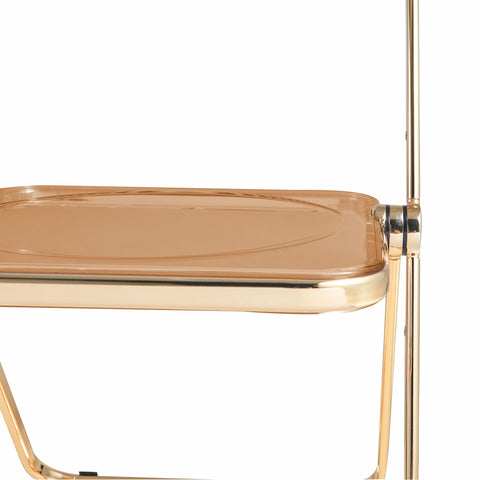 Lawrence Acrylic Folding Chair With Gold Metal Frame Set of 4