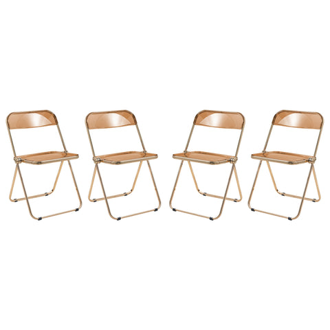 Lawrence Acrylic Folding Chair With Gold Metal Frame