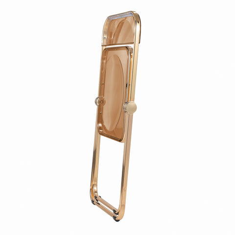 Lawrence Acrylic Folding Chair With Gold Metal Frame