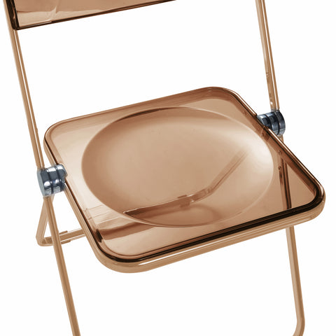 Lawrence Acrylic Folding Chair With Gold Metal Frame Set of 4