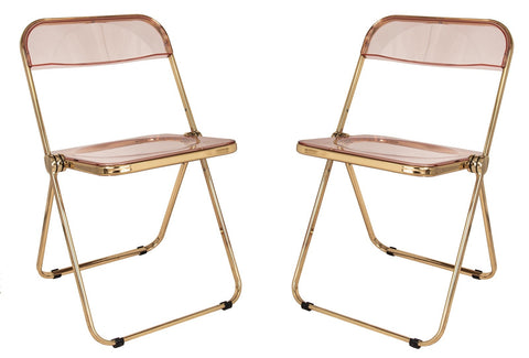 Lawrence Acrylic Folding Chair With Gold Metal Frame