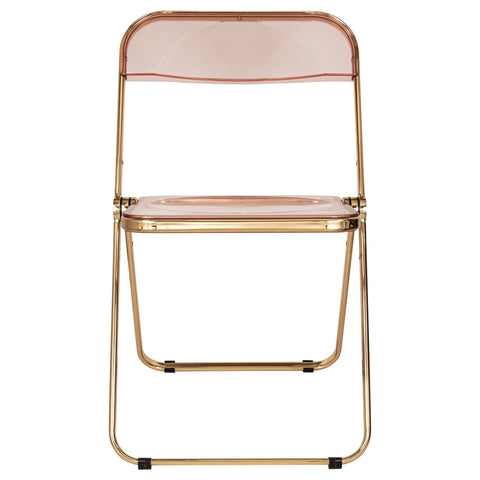 Lawrence Acrylic Folding Chair With Gold Metal Frame